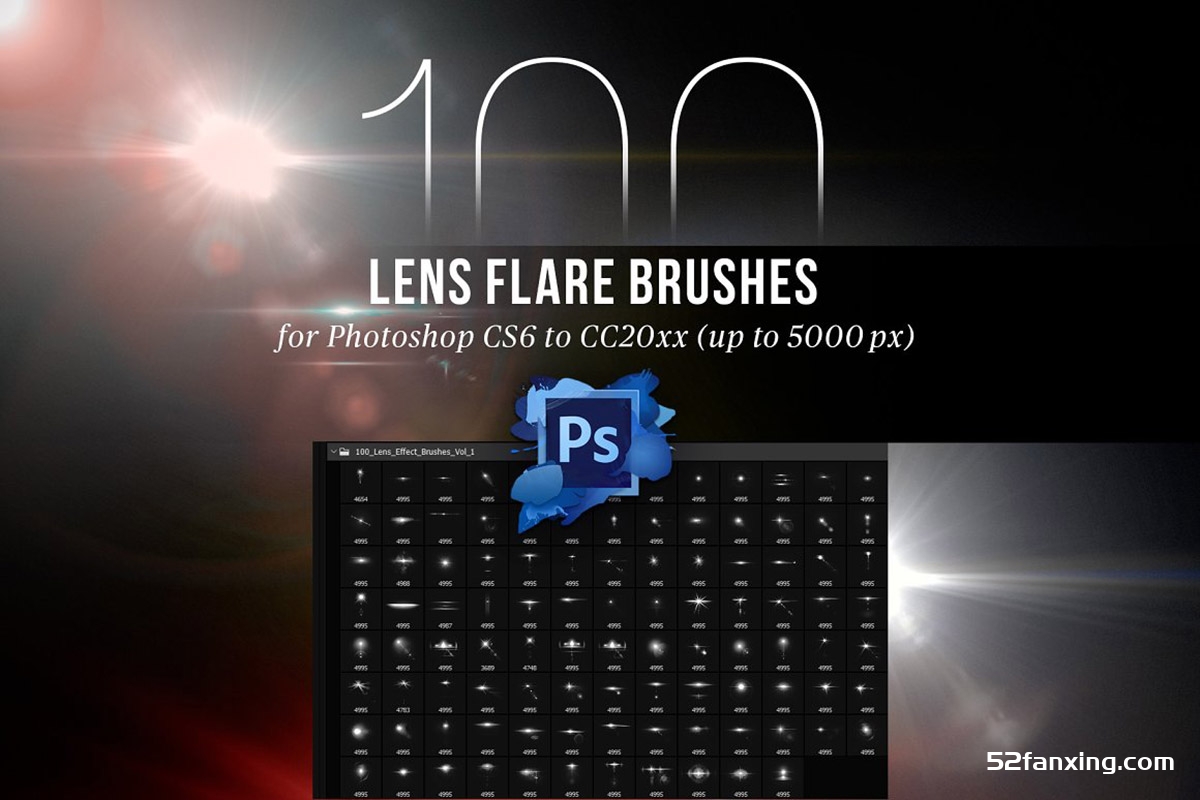 100种镜头光晕光效Photoshop笔刷 100 Lens Effect Brushes for PS Vol 1