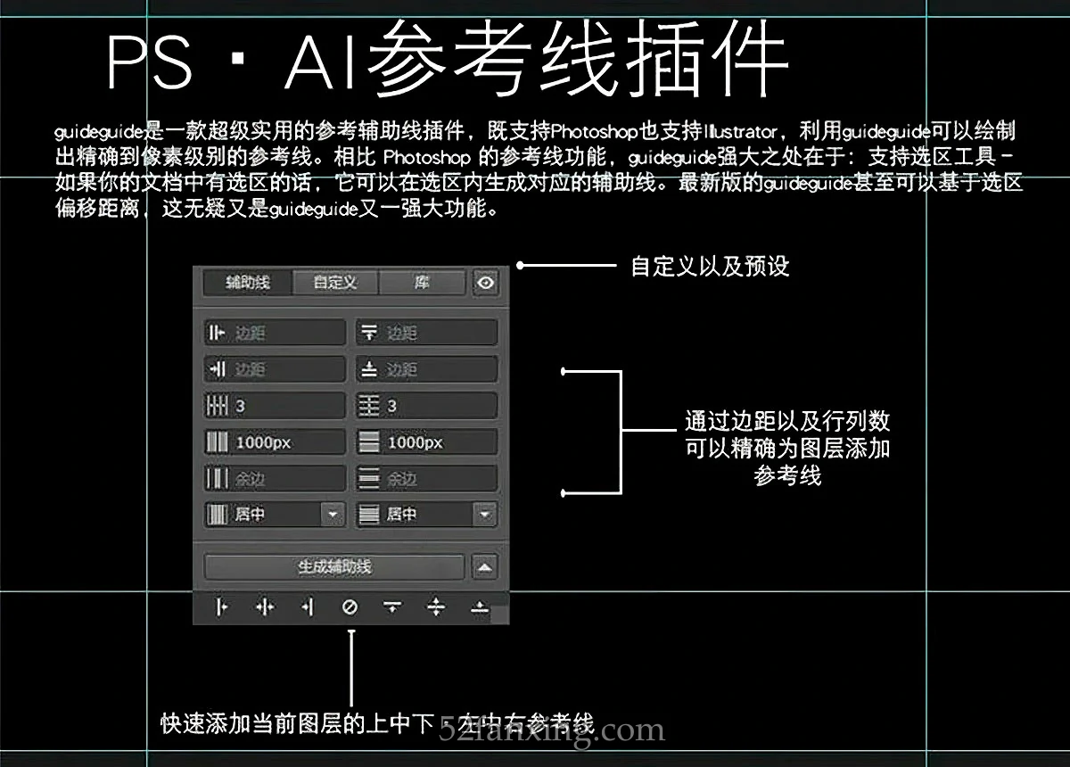 【PS/AI插件】超实用PS/AI辅助线插件 GuideGuide v5中文版 支持Win/Mac