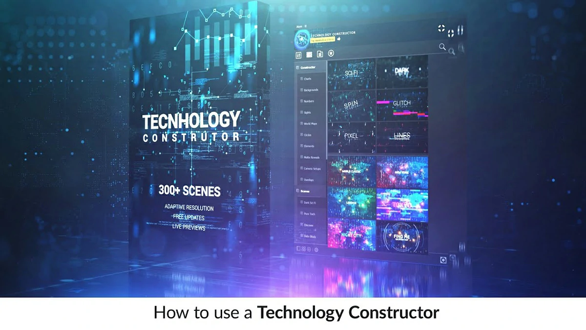 【PR脚本】660个科技感HUD信息数据故障场景UI界面元素动画预设 Technology Constructor Premiere