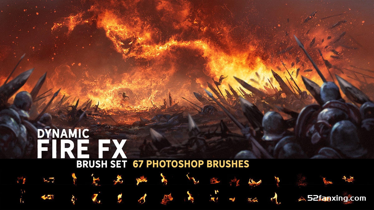 PS笔刷–动态火焰Photoshop画笔套装 Dynamic Fire FX brush set