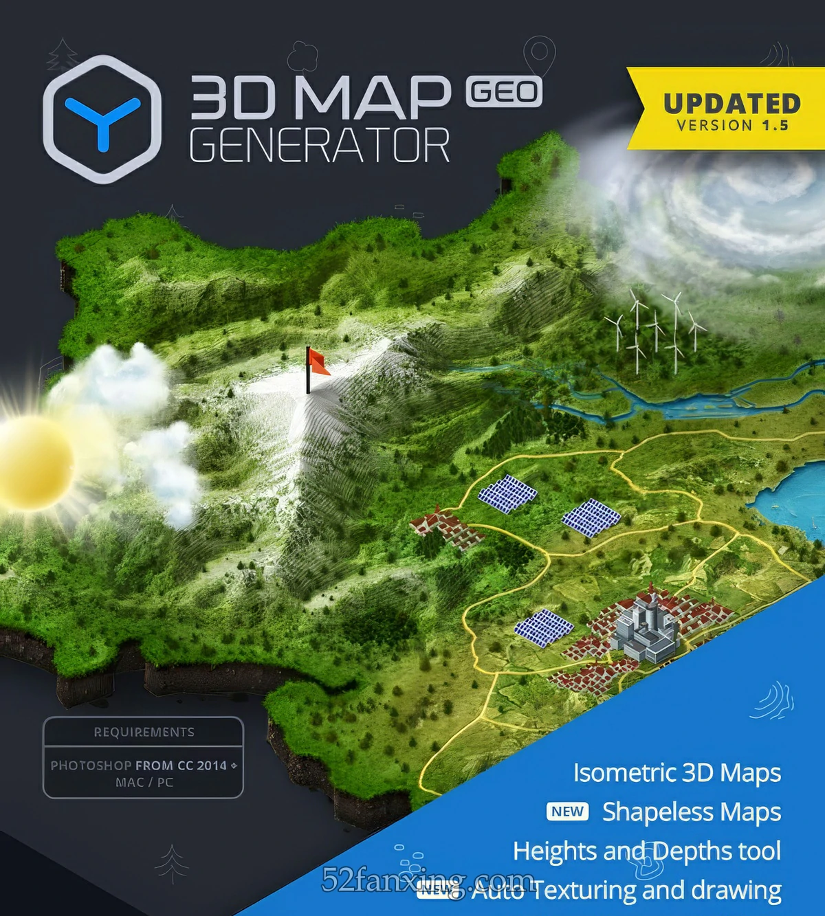 【PS插件】PS扩展三维立体透视地图生成器3D_map_generator-GEO汉化版win/mac