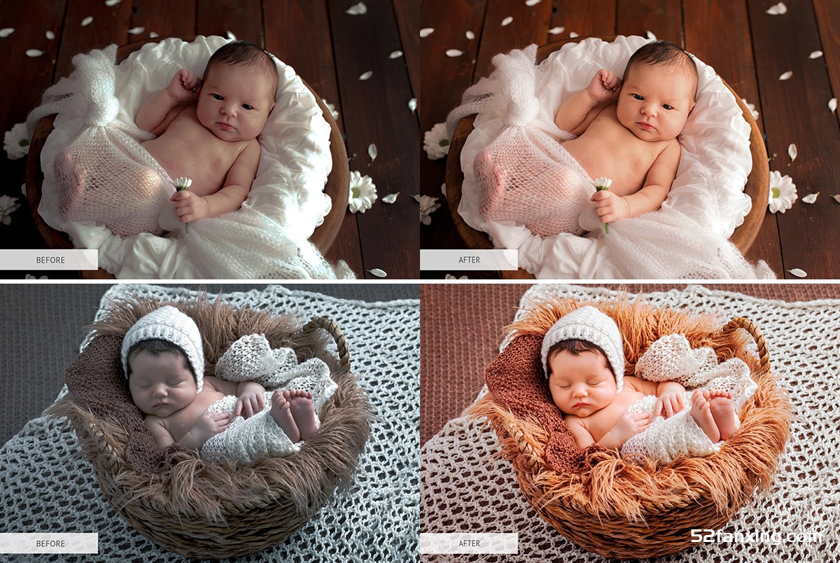 新生儿质感通透肤色Lightroom预设 Lightroom Presets – Luxe Newborn