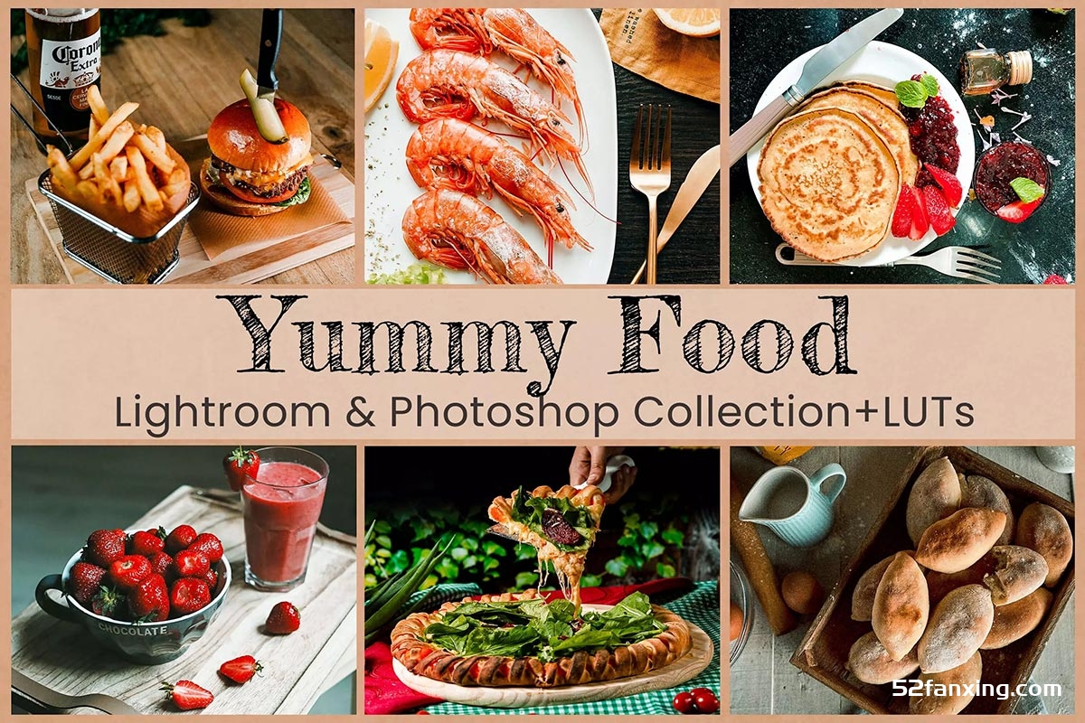 8个美食摄影后期调色Lightroom预设 LUT美食视频调色 8 Yummy Food Lightroom Presets