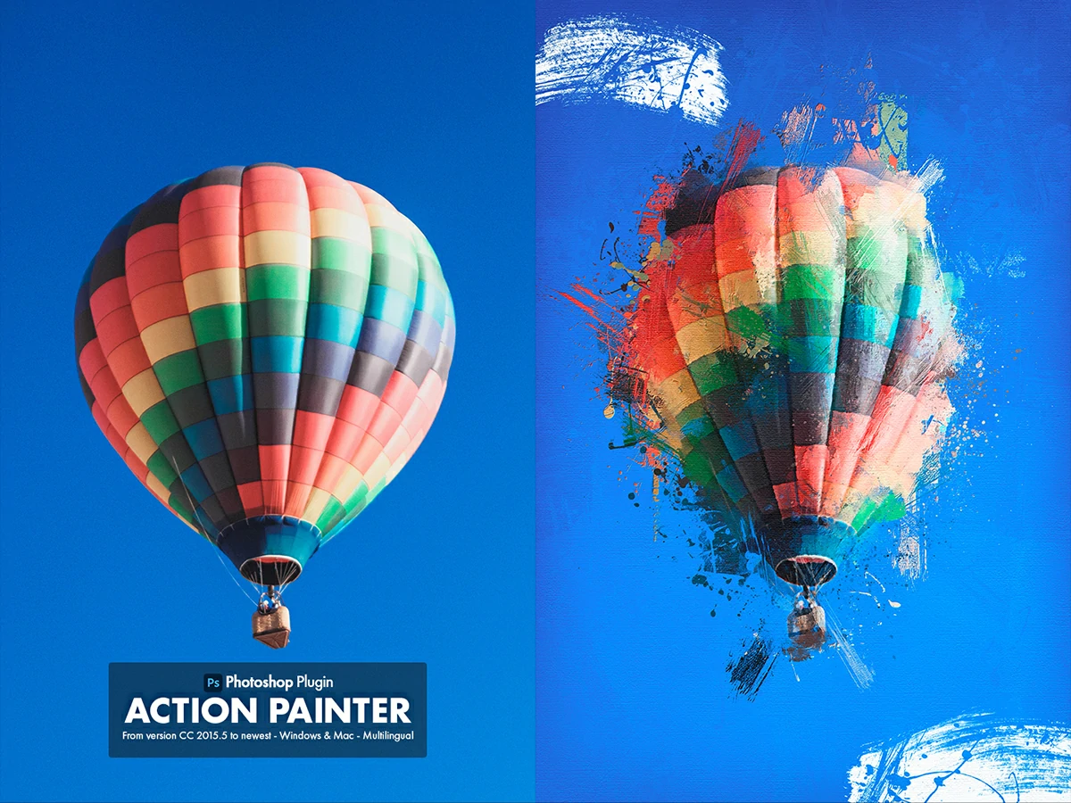 手绘艺术油画厚涂水彩画效果生成特效PS插件 Action Painter v1.0 汉化版