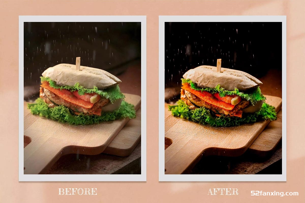 8个美食摄影后期调色Lightroom预设 LUT美食视频调色 8 Yummy Food Lightroom Presets