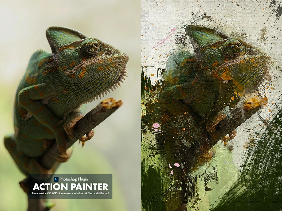 手绘艺术油画厚涂水彩画效果生成特效PS插件 Action Painter v1.0 汉化版