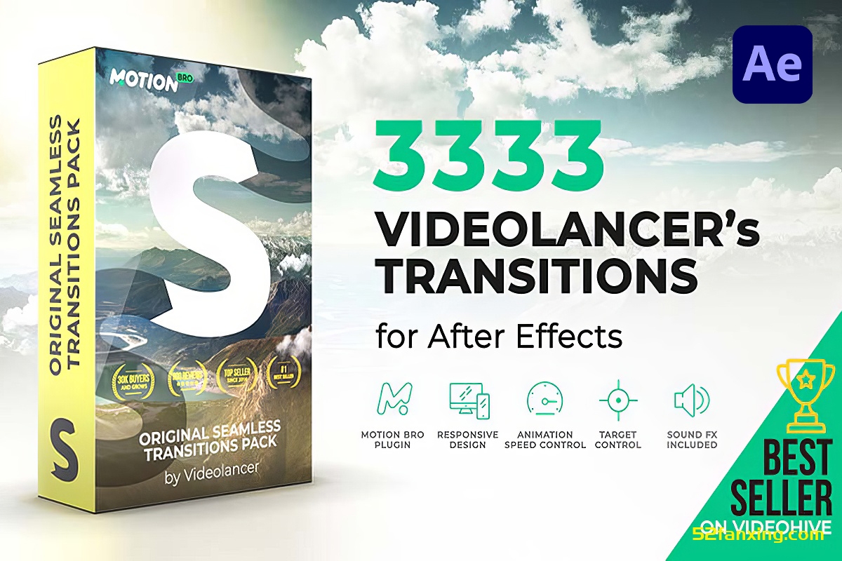 【AE脚本】3300组扭曲透视旋转超级无缝转场预设 Videolancer’s Transitions for After Effects v10.1